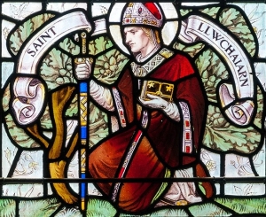 stained glass window of Llwchaiarn.
